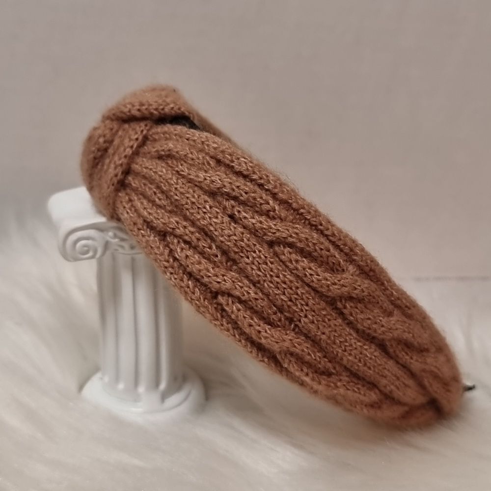 CABLE RIBBED SWEATER KNIT HEADBAND dark khaki